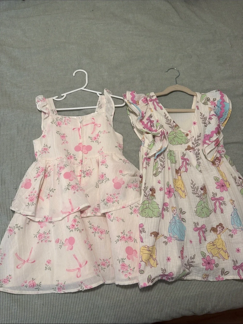 Disney Pink Floral Tiered Dress with Shiny Bow and Princess Dress - 5T